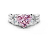 White gold Fancy Pink Heart  Cut Three-Stone Channel Set Ring with Bar Prongs_62