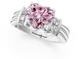White gold Fancy Pink Heart  Cut Three-Stone Channel Set Ring with Bar Prongs_63