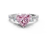 White gold Fancy Pink Heart  Cut Three-Stone Diamond Pavé Band with Prong Setting_17