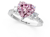 White gold Fancy Pink Heart  Cut Three-Stone Diamond Pavé Band with Prong Setting_18