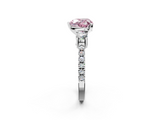 White gold Fancy Pink Heart  Cut Three-Stone Diamond Pavé Band with Prong Setting_19