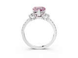White gold Fancy Pink Heart  Cut Three-Stone Diamond Pavé Band with Prong Setting_20