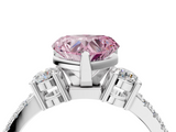 White gold Fancy Pink Heart  Cut Three-Stone Diamond Pavé Band with Prong Setting_21