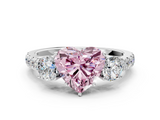 White gold Fancy Pink Heart  Cut Three-Stone Diamond Pave Band with Prong Setting_37