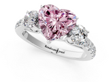 White gold Fancy Pink Heart  Cut Three-Stone Diamond Pave Band with Prong Setting_38