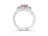 White gold Fancy Pink Heart  Cut Three-Stone Diamond Pave Band with Prong Setting_40