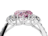 White gold Fancy Pink Heart  Cut Three-Stone Diamond Pave Band with Prong Setting_41