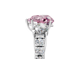 White gold Fancy Pink Heart  Cut Three-Stone Diamond Pave Band with Prong Setting_42