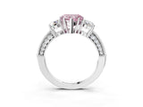 White gold Fancy Pink Heart Cut Three-Stone Diamond Ring with Pavé Band and Four-Prong Setting_15