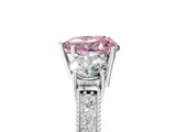 White gold Fancy Pink Heart Cut Three-Stone Diamond Ring with Pavé Band and Four-Prong Setting_17
