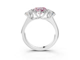 White gold Fancy Pink Heart Cut Three-Stone Diamond Ring with Prong Setting on a Classic Band_27