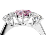 White gold Fancy Pink Heart Cut Three-Stone Diamond Ring with Prong Setting on a Classic Band_40