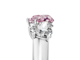 White gold Fancy Pink Heart Cut Three-Stone Diamond Ring with Prong Setting on a Classic Band_41