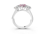 White gold Fancy Pink Heart Cut Three-Stone Diamond Ring with Prong Setting on a Classic Band_51