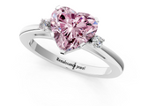 White gold Fancy Pink Heart  Cut Three-Stone Solitaire Ring with Round Accent Diamonds and Four-Prong Setting_21
