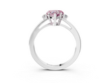 White gold Fancy Pink Heart  Cut Three-Stone Solitaire Ring with Round Accent Diamonds and Four-Prong Setting_23