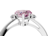 White gold Fancy Pink Heart  Cut Three-Stone Solitaire Ring with Round Accent Diamonds and Four-Prong Setting_24