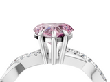 White gold Fancy Pink Heart  Cut Twist Band Solitaire Diamond Ring with Pavé Setting_7