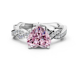 White gold Fancy Pink Heart  Cut Twisted Pavé Band Solitaire Ring with Four-Prong Setting_55