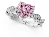 White gold Fancy Pink Heart  Cut Twisted Pavé Band Solitaire Ring with Four-Prong Setting_56