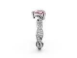 White gold Fancy Pink Heart  Cut Twisted Pavé Band Solitaire Ring with Four-Prong Setting_57