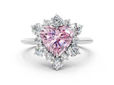 White gold Fancy Pink Heart  Diamond Cluster Halo Ring with Solitaire Band and Four-Prong Setting_20