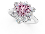 White gold Fancy Pink Heart  Diamond Cluster Halo Ring with Solitaire Band and Four-Prong Setting_21