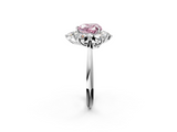 White gold Fancy Pink Heart  Diamond Cluster Halo Ring with Solitaire Band and Four-Prong Setting_22