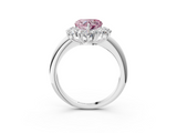 White gold Fancy Pink Heart  Diamond Cluster Halo Ring with Solitaire Band and Four-Prong Setting_23