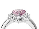 White gold Fancy Pink Heart  Diamond Cluster Halo Ring with Solitaire Band and Four-Prong Setting_24