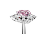 White gold Fancy Pink Heart  Diamond Cluster Halo Ring with Solitaire Band and Four-Prong Setting_25