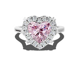 White gold Fancy Pink Heart  Diamond Cluster Halo Solitaire with Four-Prong Setting_89