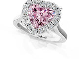 White gold Fancy Pink Heart  Diamond Cluster Halo Solitaire with Four-Prong Setting_90