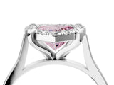 White gold Fancy Pink Heart  Diamond Cluster Halo Solitaire with Four-Prong Setting_93