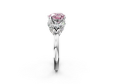 White gold Fancy Pink Heart  Diamond Cluster Leaf Design Ring with Prong Setting_54