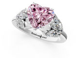 White gold Fancy Pink Heart  Diamond Cluster Leaf Design Ring with Prong Setting_55