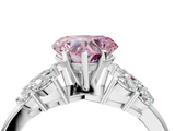 White gold Fancy Pink Heart  Diamond Cluster Leaf Design Ring with Prong Setting_57