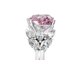 White gold Fancy Pink Heart  Diamond Cluster Leaf Design Ring with Prong Setting_57