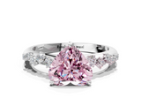 White gold Fancy Pink Heart  Diamond Cluster Prong-Set Solitaire Ring_55