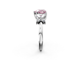 White gold Fancy Pink Heart  Diamond Floral Cluster Ring with Solitaire Band and Prong Setting_27