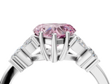 White gold Fancy Pink Heart  Diamond Floral Cluster Ring with Solitaire Band and Prong Setting_30