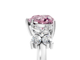 White gold Fancy Pink Heart  Diamond Floral Cluster Ring with Solitaire Band and Prong Setting_30