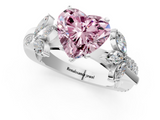 White gold Fancy Pink Heart  Diamond Floral Vine Solitaire Engagement Ring_4