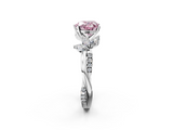 White gold Fancy Pink Heart  Diamond Floral Vine Solitaire Engagement Ring_5