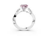 White gold Fancy Pink Heart  Diamond Floral Vine Solitaire Engagement Ring_6