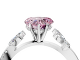 White gold Fancy Pink Heart  Diamond Floral Vine Solitaire Engagement Ring_7