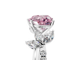White gold Fancy Pink Heart  Diamond Floral Vine Solitaire Engagement Ring_8