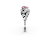 White gold Fancy Pink Heart  Diamond Halo Ring with Marquise and Pavé Band in Prong Setting_73