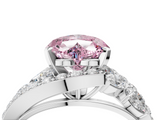 White gold Fancy Pink Heart  Diamond Halo Ring with Marquise and Pavé Band in Prong Setting_75