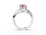 White gold Fancy Pink Heart  Diamond Halo Ring with Marquise and Pavé Band in Prong Setting_75